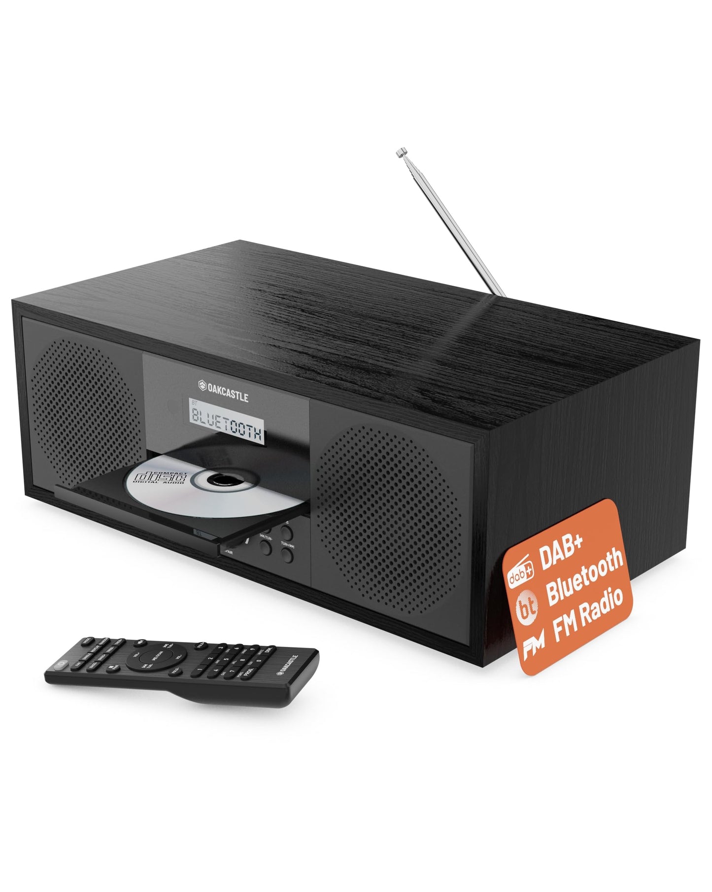 Bluetooth DAB+ Radio & CD Player | Mains Powered 60 Watt Stereo Hifi System for Home | Inbuilt Speakers, LED Display | Dual Alarm, 20 Presets & FM |