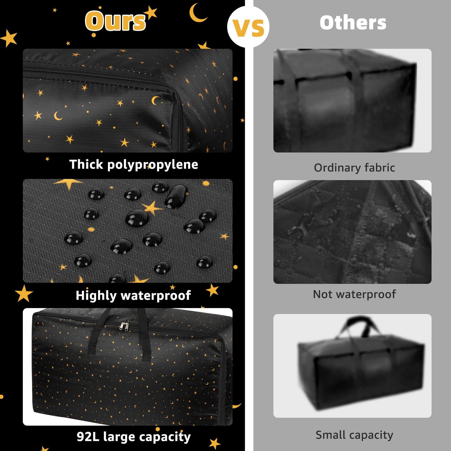 4 pack Extra Large storage boxes with lids, Big Heavy Duty Waterproof Moving Clothes Boxes Storage Bags Containers for House