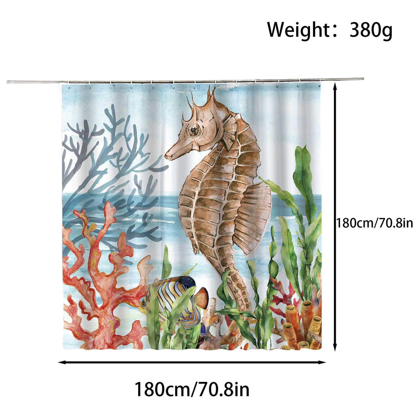 FAIRYGATE Shower Curtains for Bathroom Curtain Bath Extra Long Mould Proof Resistant Heavy Duty Fabric Wet Room Waterproof Cloth with 12 Plastic