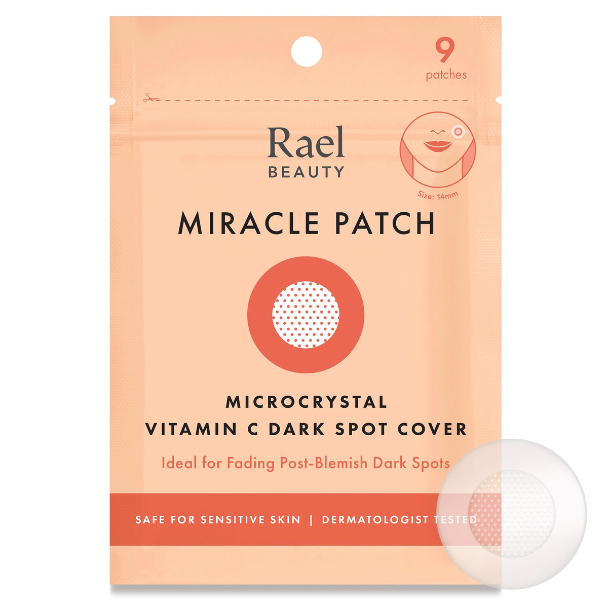 Rael Pimple Patches, Miracle Microcrystal Vitamin C Dark Spot Cover - Korean Skincare, Post Acne Mark Remover Correcting Treatment, w/ Glutathione,