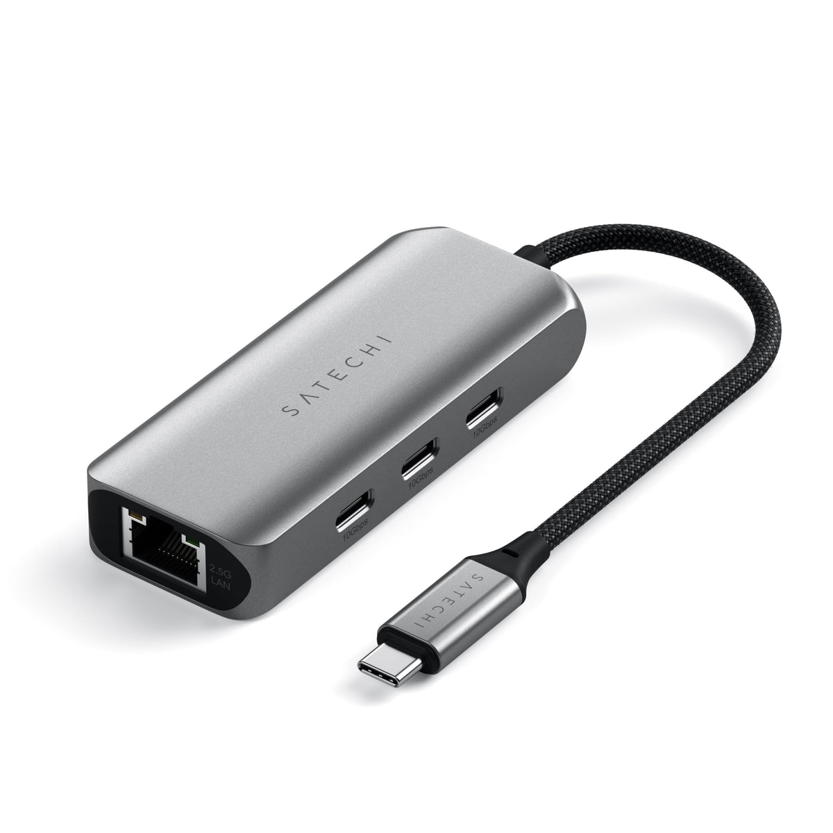SATECHI USB C 2.5 Gigabit Ethernet Adapter, 4-in-1 Network Adapter with Enhanced Speed and 3X USB-C 3.2 Ports, Compatible with MacBook, iPad, Windows,