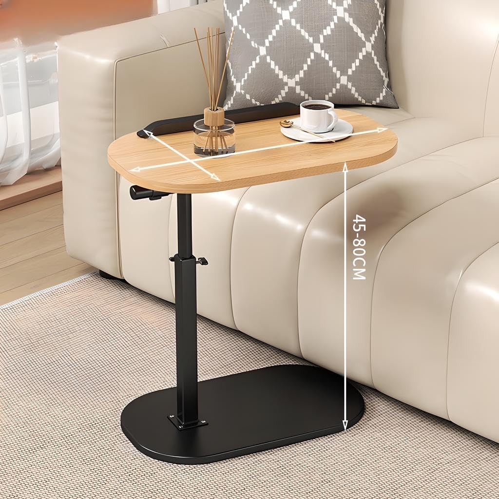 Kiss Me C Shaped Side Table, 360° Swivel Narrow End Table, Laptop Desk