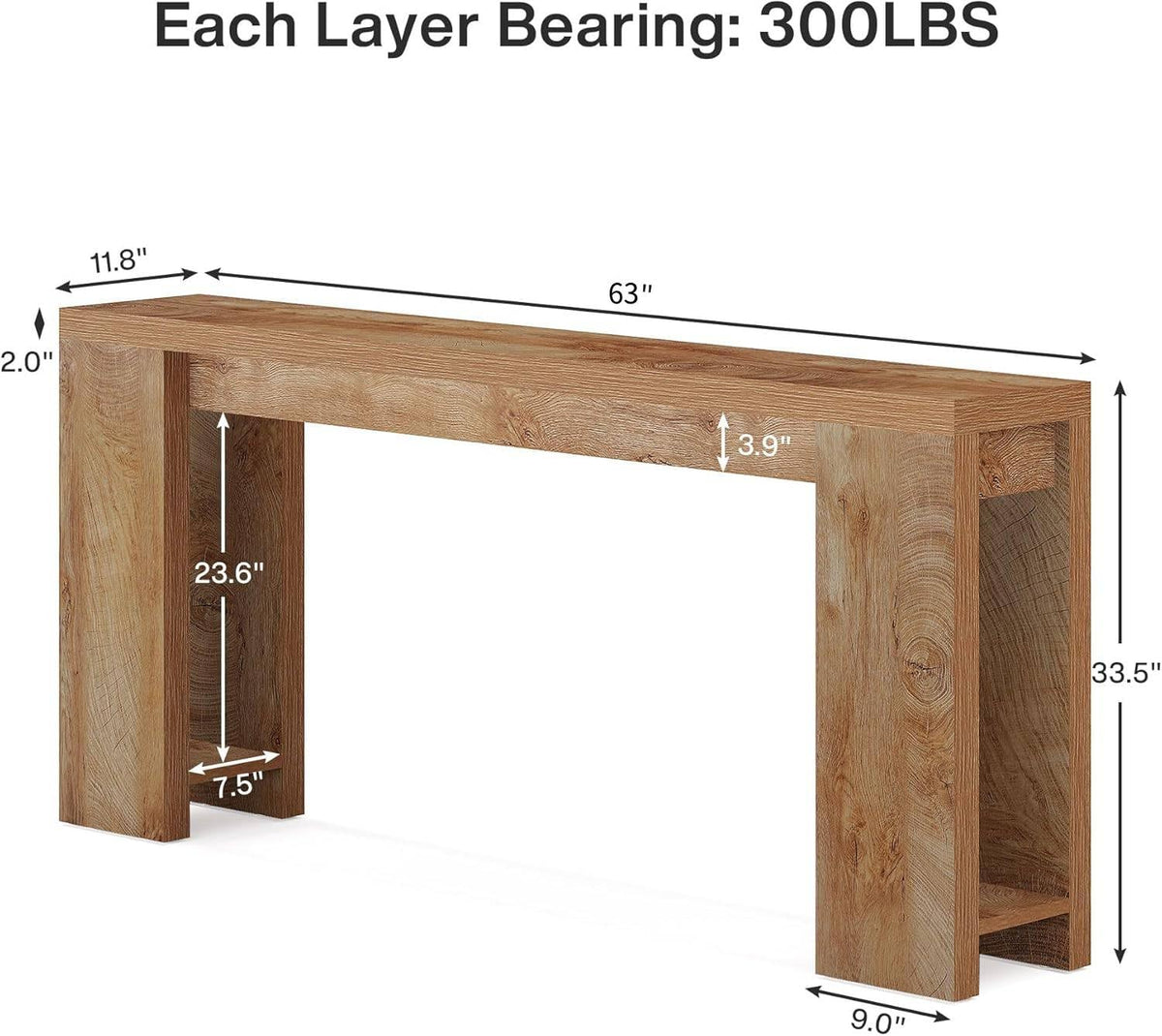Tribesigns 63-Inch Extra Long Console Table, Farmhouse Wood Sofa Table Behind Couch, Narrow Entryway Accent Table for Living Room, Hallway, Entrance