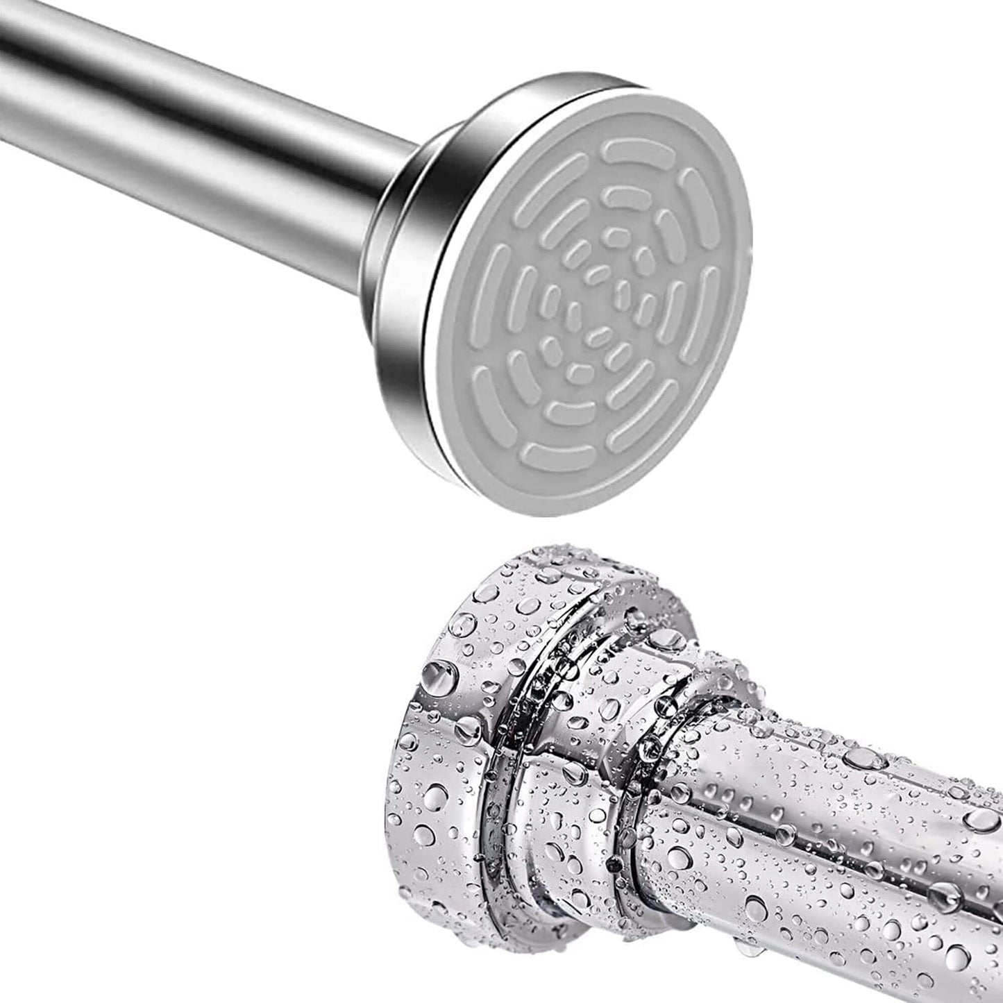 Extendable Shower Curtain Pole 120-215CM(47"-84") Stainless Steel No Drill Curtain Pole,Kongming Door Shower Curtain Rail Tension Rod,Non-Slip,Never