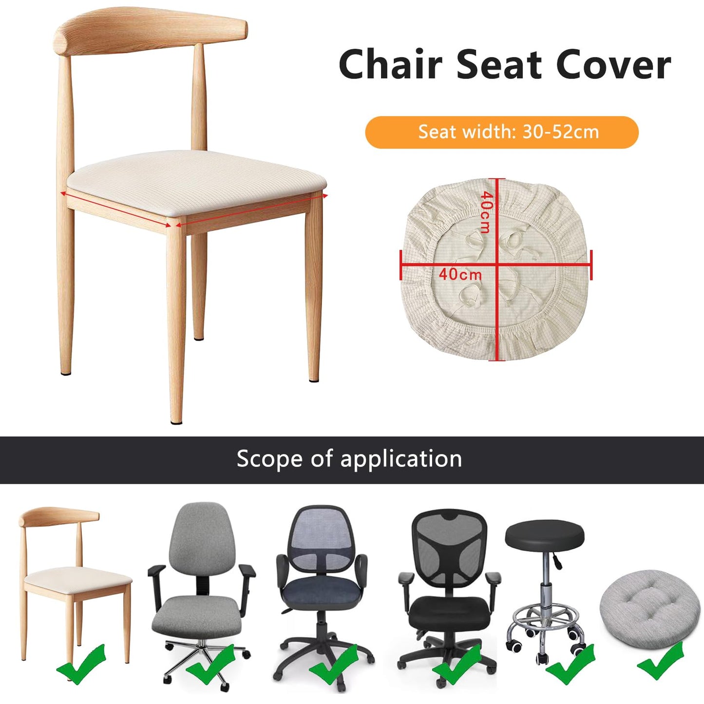 FYTXSZ Office Chair Seat Cover Stretch Elastic Universal Fit Washable Slipcover Seat Protector for Desk Swivel Computer Chairs
