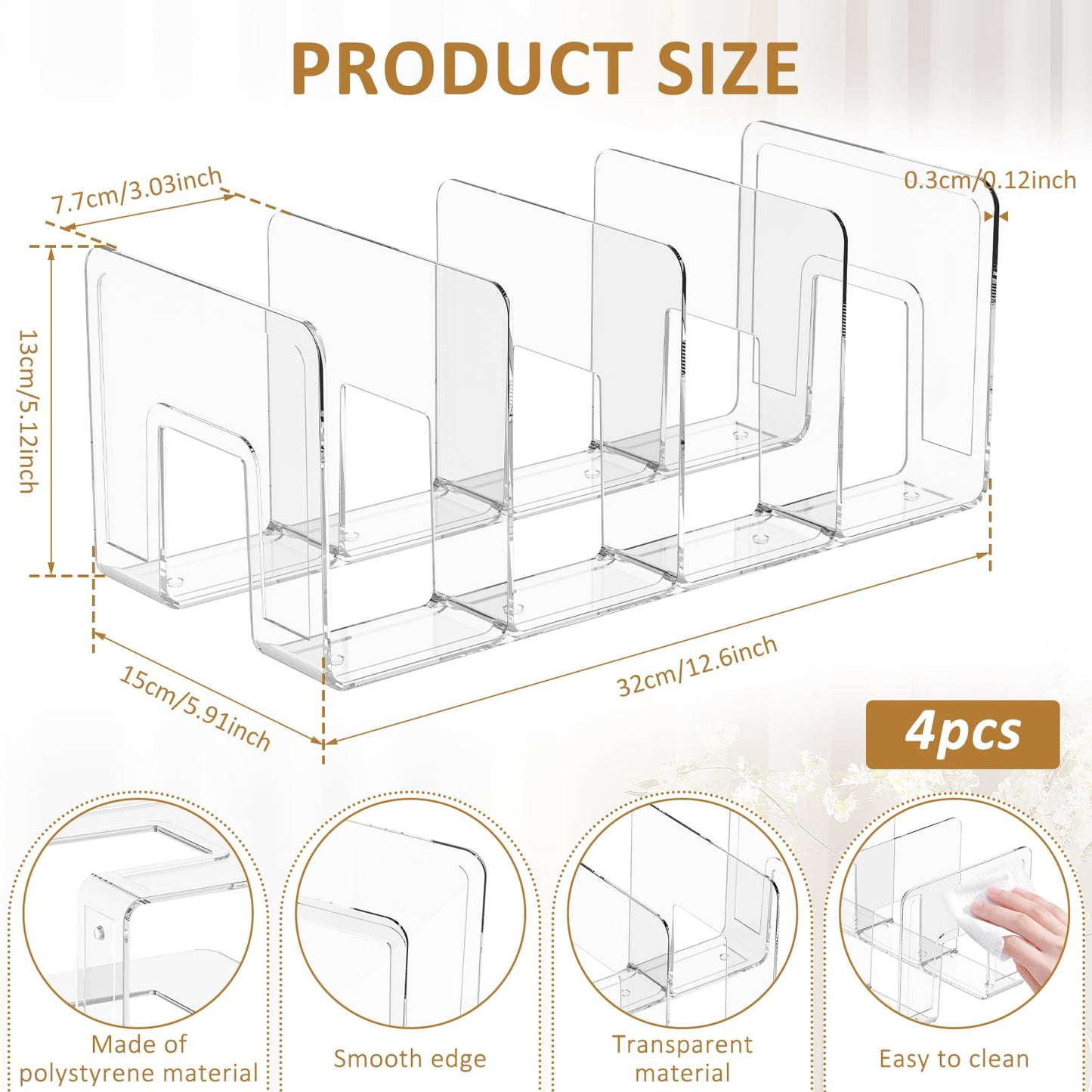 4 Pack Clear Acrylic Kids Shoe Rack for Closet Organizer 4 Sections Toddler Baby Shoe Storage Stackable Shoes Shelf Handbag Storage Desk File Sorter