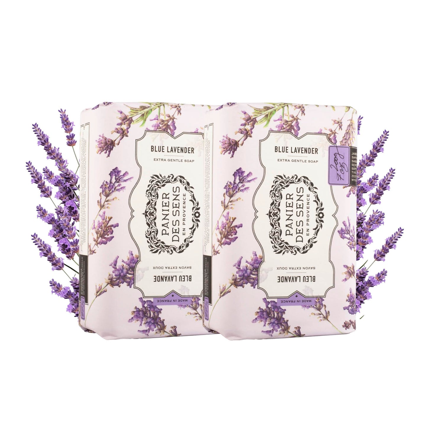 Panier des Sens - Blue Lavender Soap Bar 2x200g - Moisturizing Gentle Scented Bar Soap - Natural Soap with Shea Oil - 97% natural ingredients Made in