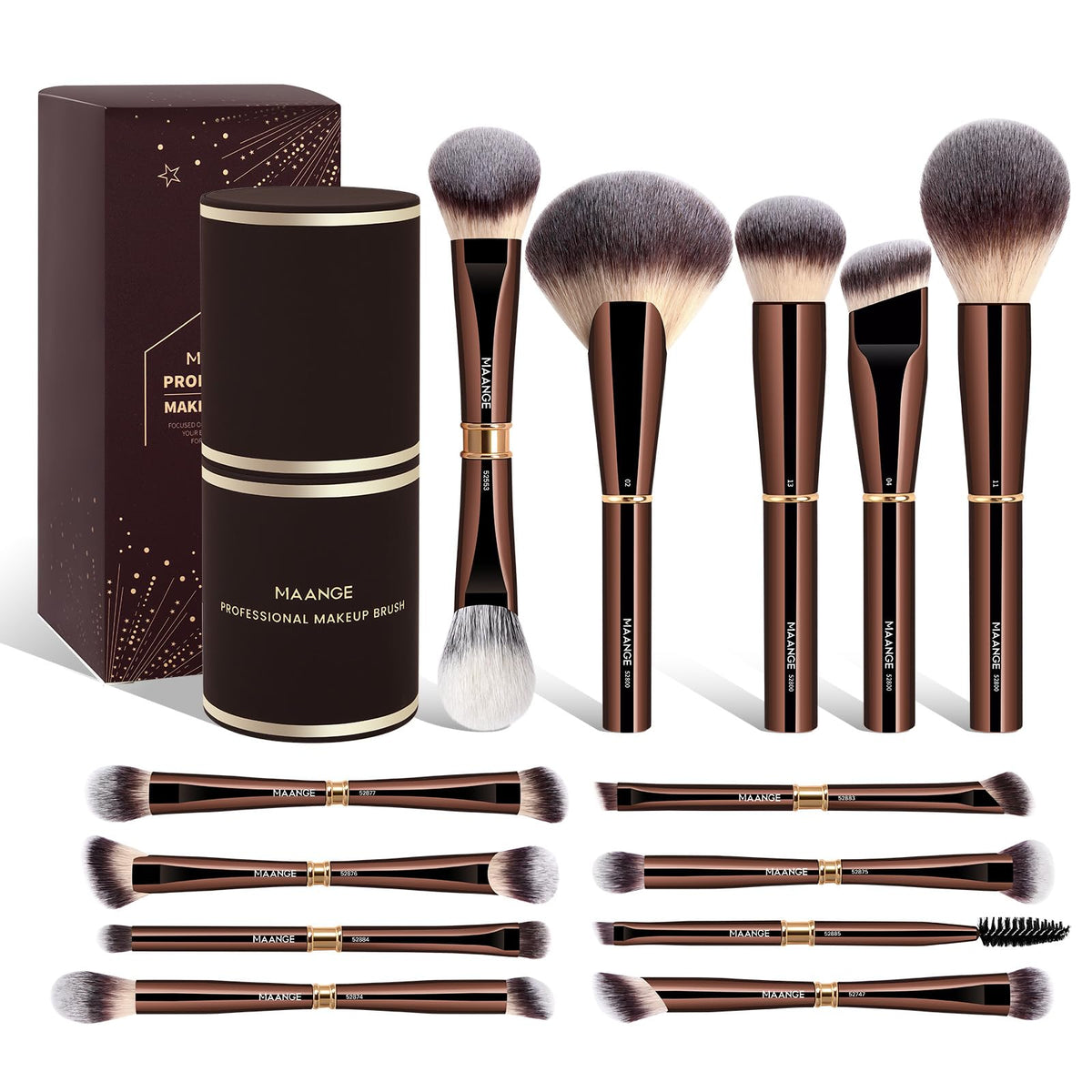 MAANGE Makeup Brushes - 13Pcs Makeup Brush Set for Foundation Powder Concealers Blush Eyeshadow, Premium Quality Face & Eye Make Up Brushes,