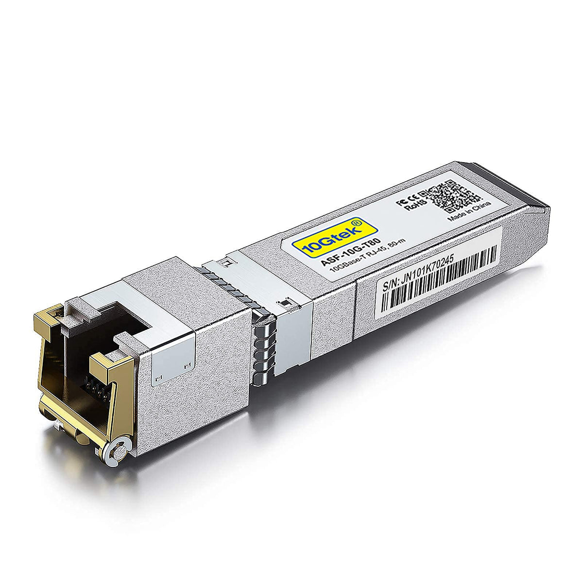 10Gtek 80-Meter 10GBase-T SFP+ to RJ45 Transceiver, RJ45 to SFP+ Copper Ethernet CAT.6a Module, Compatible for Cisco SFP-10G-T-80, Ubiquiti UniFi,