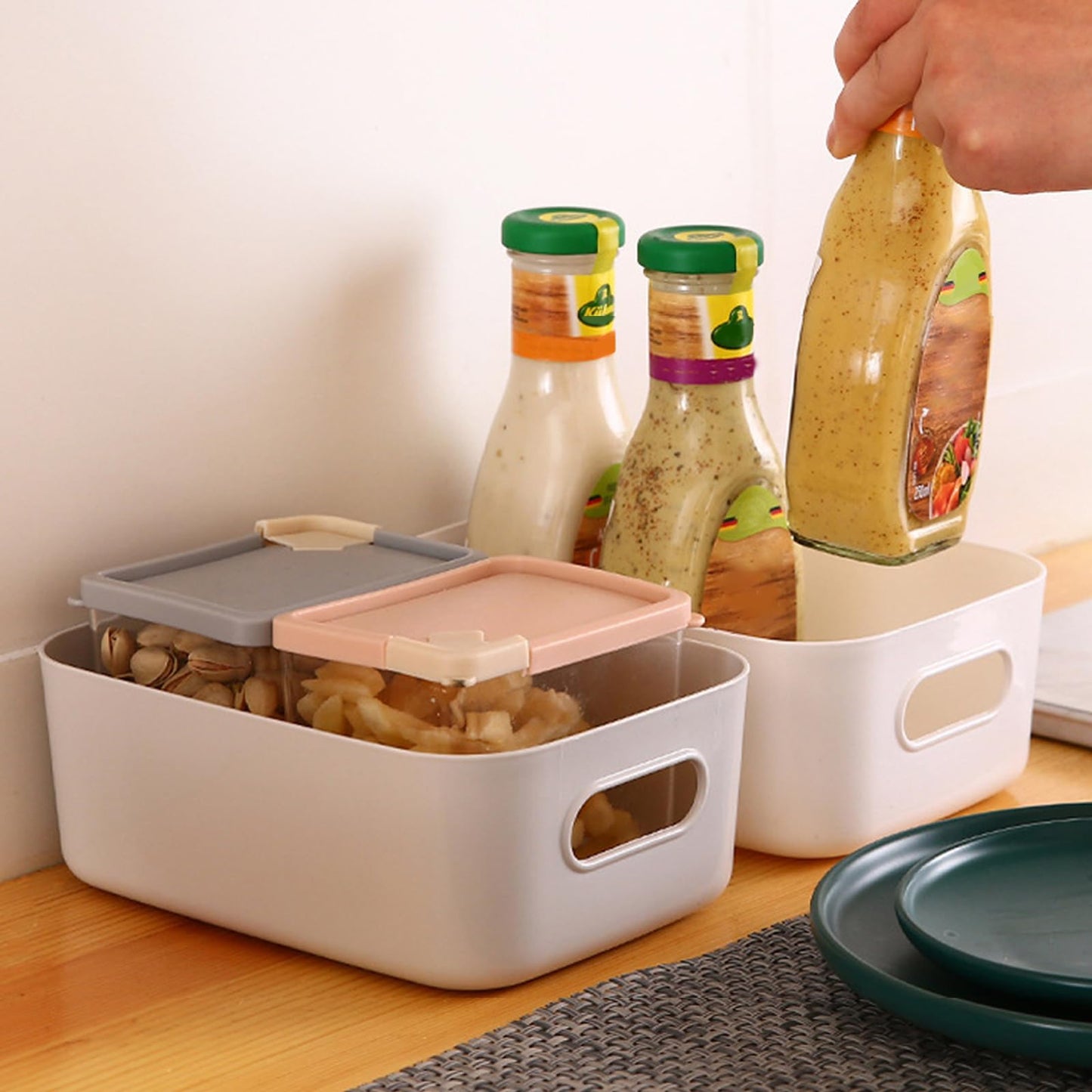 GAOHAN 12Pcs Plastic Storage Basket with Handles, Small Storage Boxes