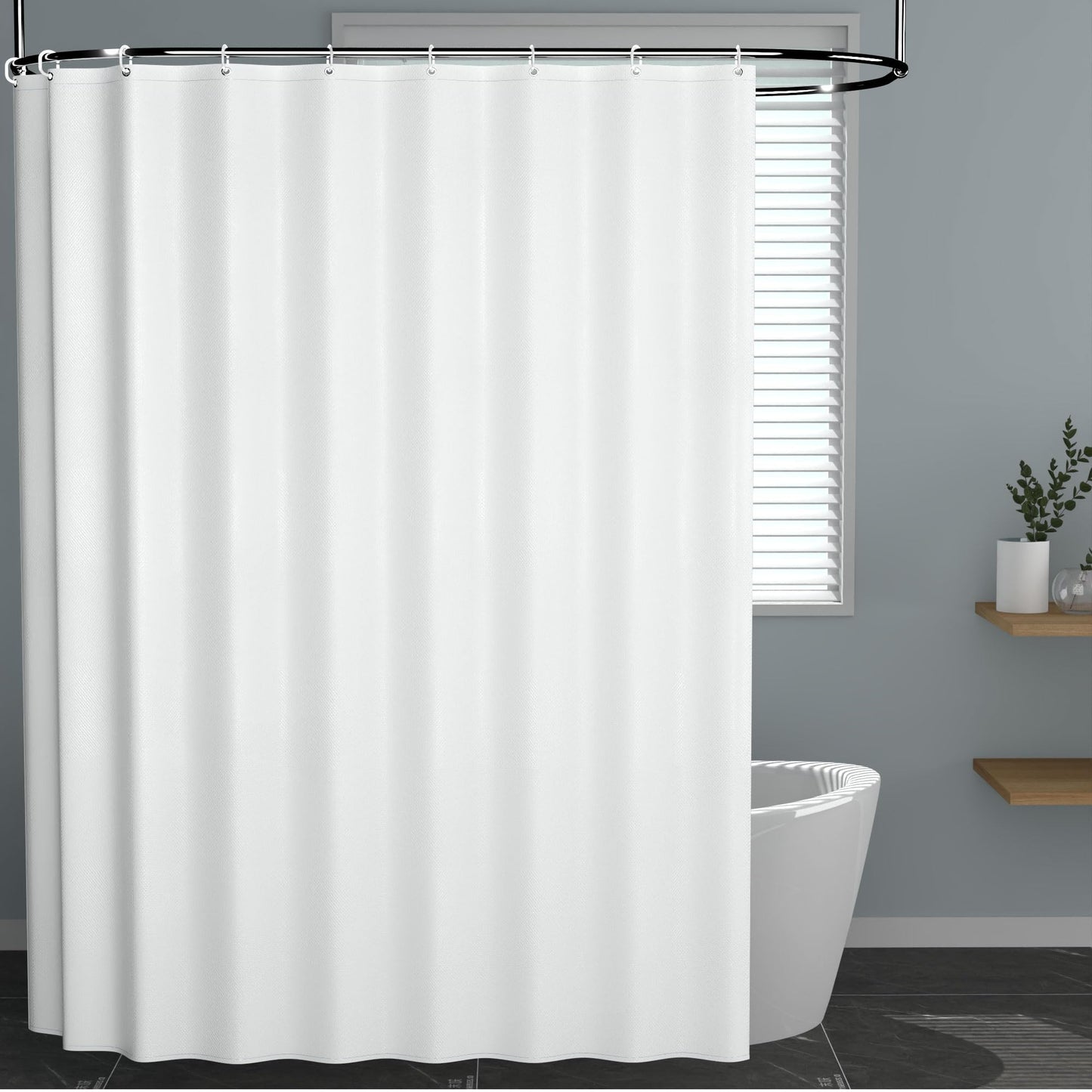AwmnSrman White Shower Curtain - Shower Curtains for Bathroom with 12 Shower Curtains Hooks