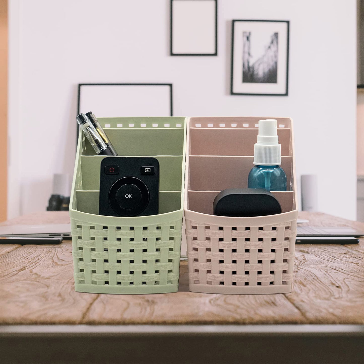 Fai Top 4 Grid Plastic Storage Basket Green