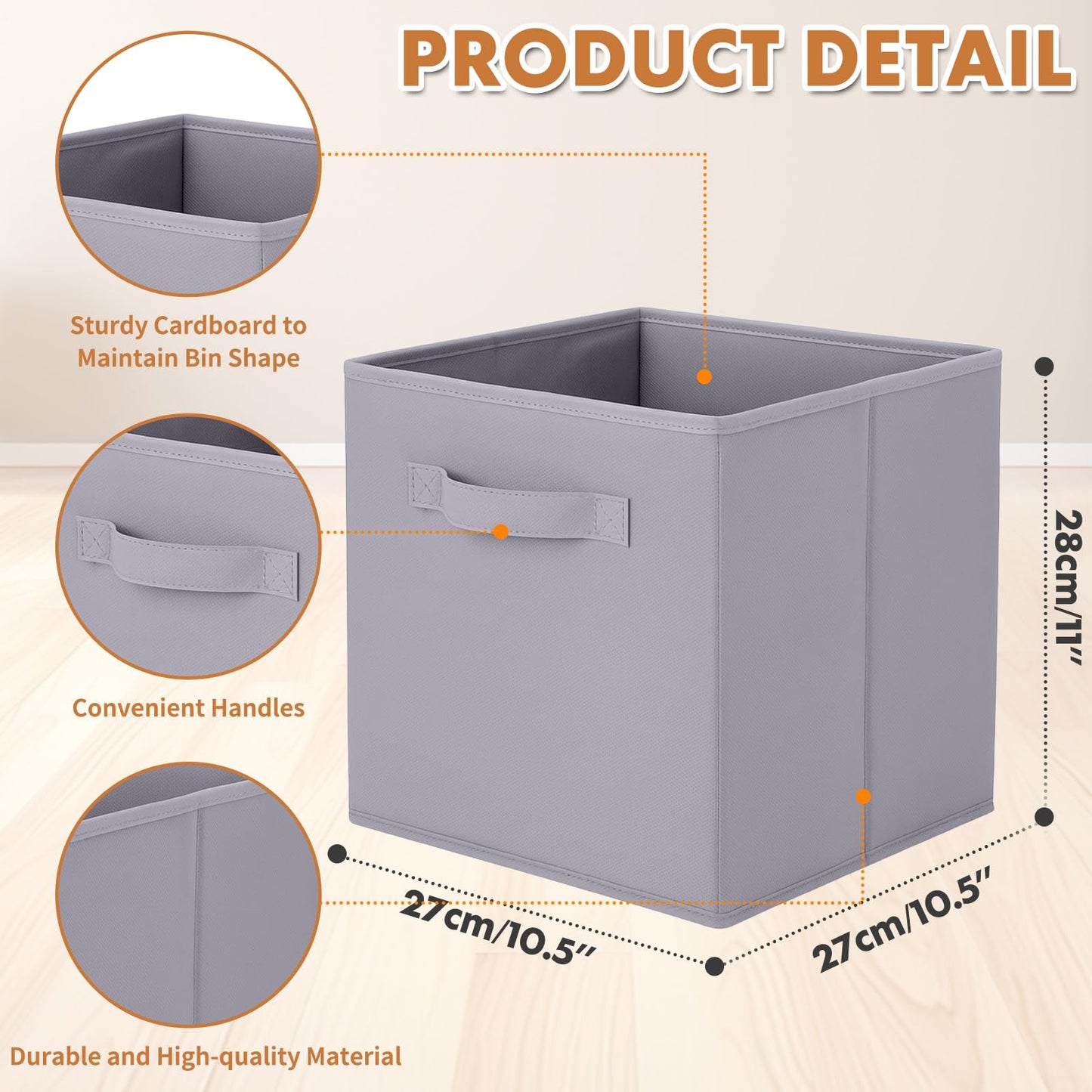 Pinkgarden Storage Box, Collapsible Fabric Storage Cube with Handles for Home, Kids Room, Closet and Toy Organization,Pack of 4