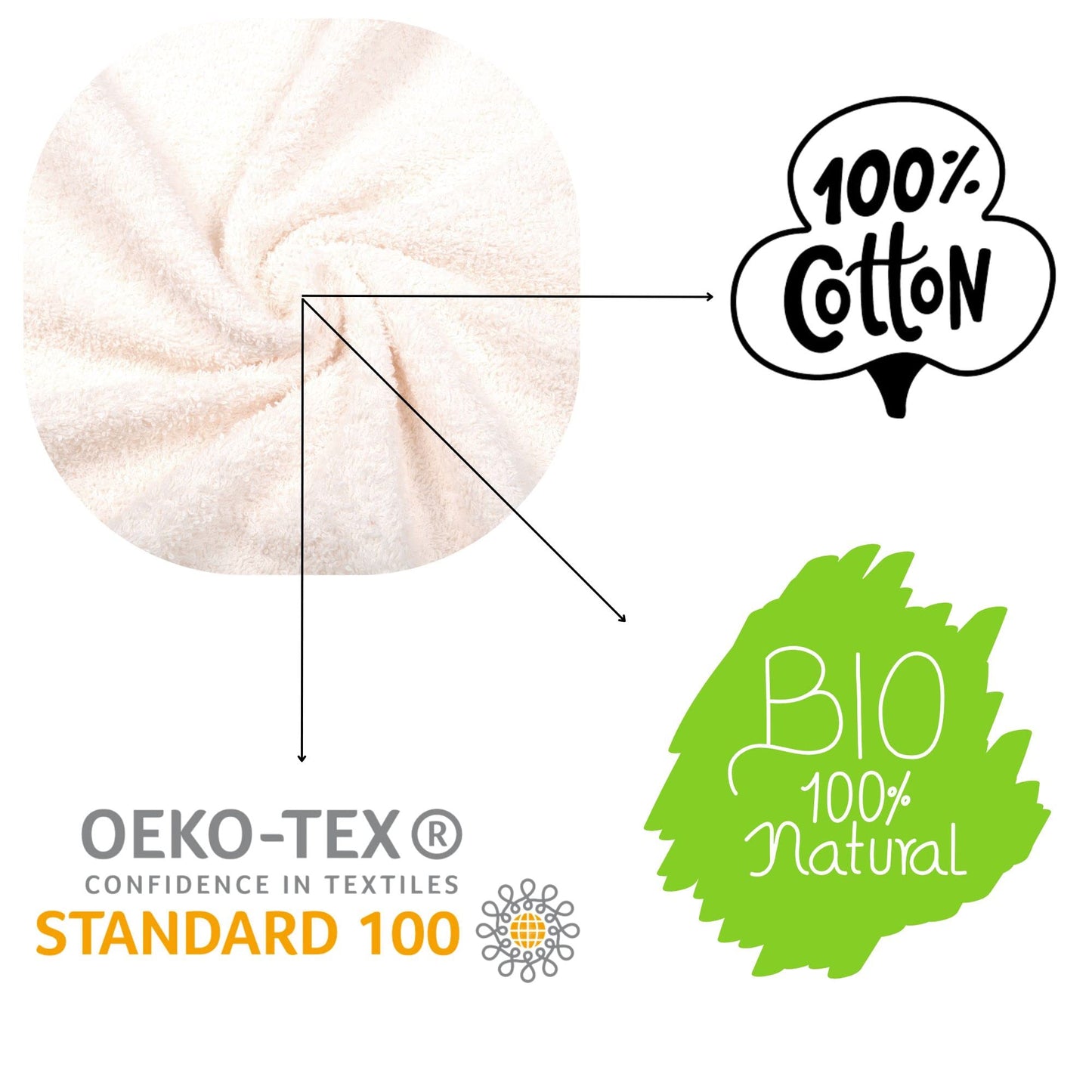 Stof - Bath Towel - Size 30 x 50 cm - 100% Organic Cotton - Ecru - Lagoon Model - Bath Linen - Wash at 40 cm