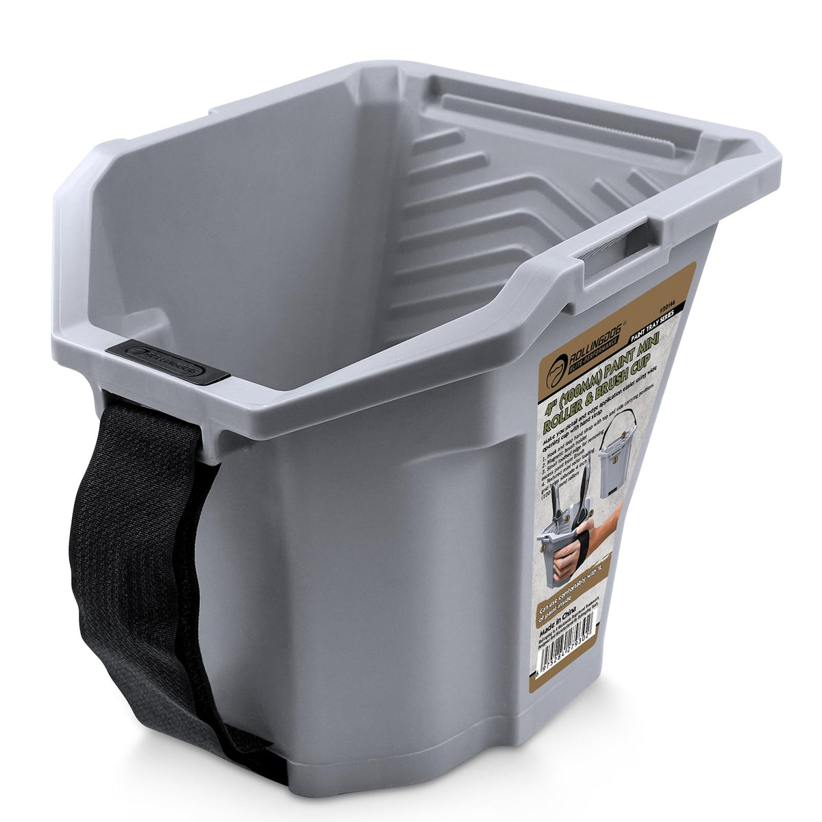 ROLLINGDOG Hand Held Paint Scuttle Bucket with Magnet Brush Holder - Paint Kettle for 4" Mini Roller,Suitable for Ladder, Decoration, Home DIY, Small
