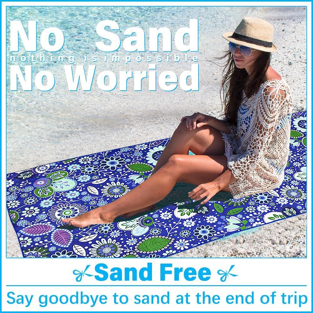 JAODFK Microfibre Beach Towel 71"X32" Quick Dry Lightweight Purple Sand Free Extra Large Thin Towels Travel Essentials For Adults Womens Swim Bath