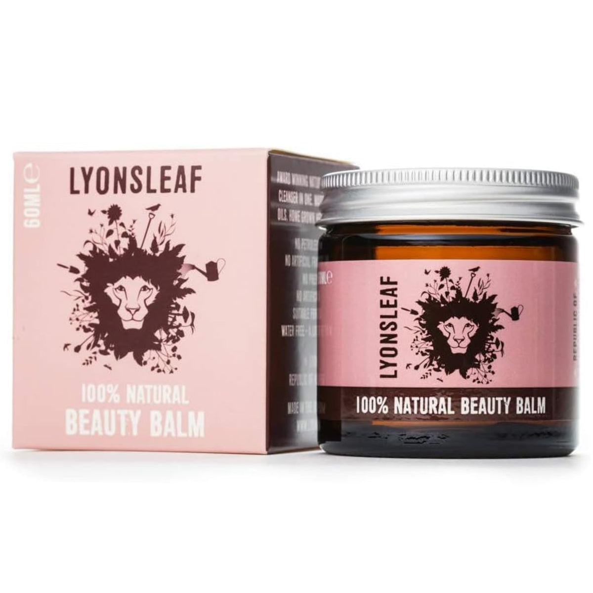 Lyonsleaf 100% Natural Beauty Balm - Cleansing Balm, Moisturiser and Primer in one - Make-up Remover Balm 60ml Fragranced With Essential OIls. Free