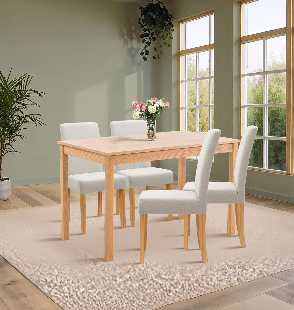 Hallowood Furniture Waverly Small Rectangular Dining Table and Chairs Set 4