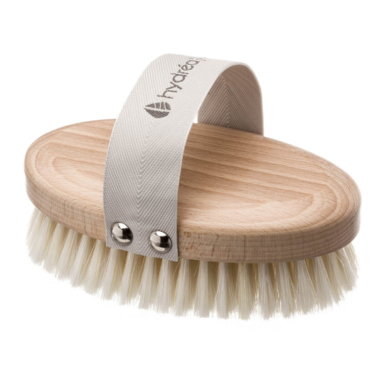 Hydrea London Natural Body Brush ? Exfoliating Wet + Dry Skin Brush with Natural Bristle, Dry Brush Cellulite Remover, Helps Improve Lymphatic