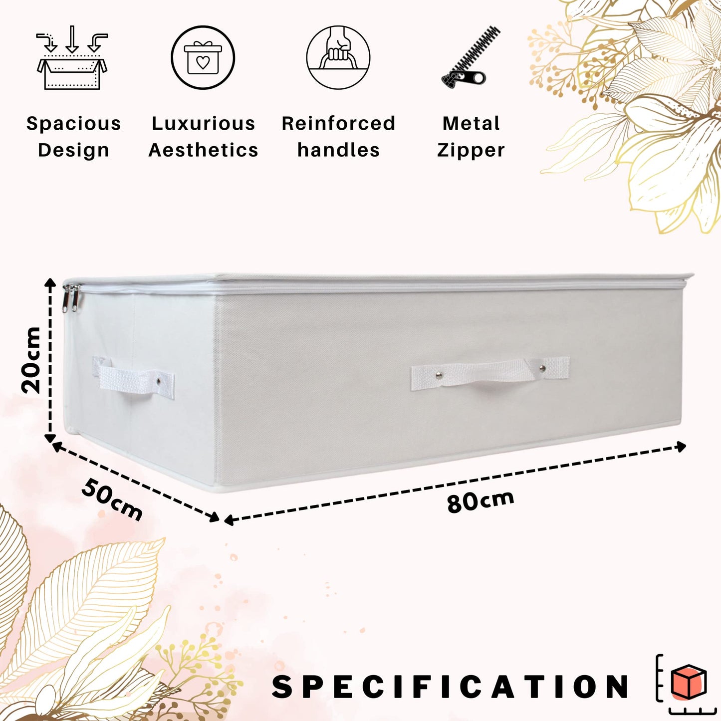 Hoesh UK – White Large Wedding Dress Storage Box, Under Bed with Lid & Acid Free Tissue - bridal gown storage, wedding dress box, clothes storage