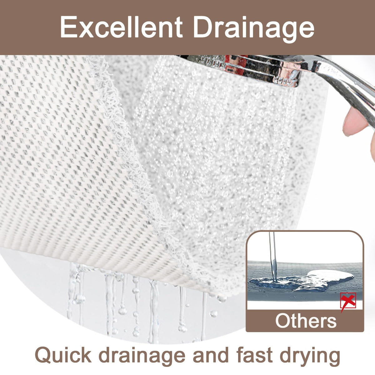 Corner Shower Mat Non Slip: Anti Mould Bath Mat - 60 x 60 cm Loofah Shower Mats for Inside Shower- Anti Slip Bath Mat for Inside Bath White Quadrant
