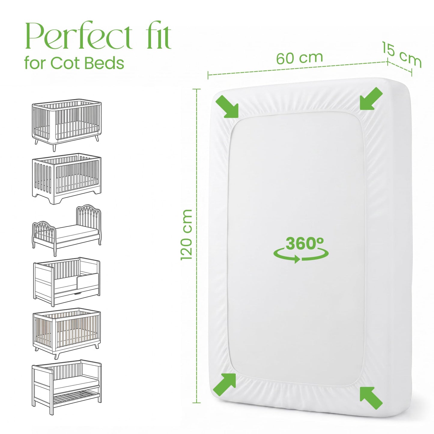 Cot Mattress Protector 60x120cm Waterproof 100% Bamboo