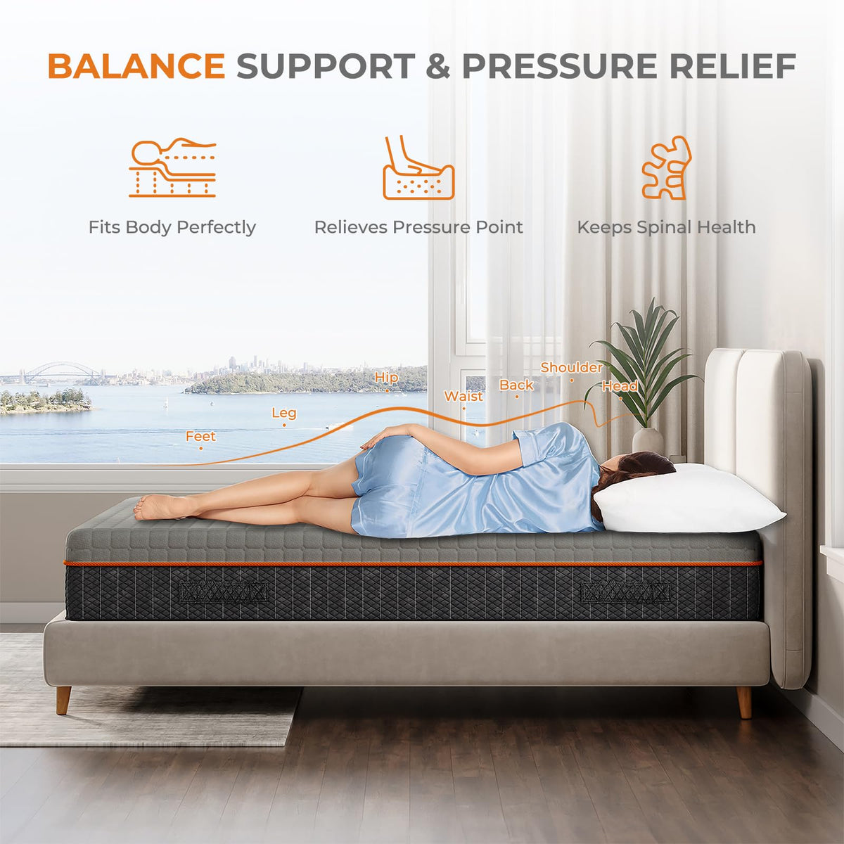 Uliyati King Size Mattresses Gel Memory Foam Mattress, Medium, 150x200x20CM