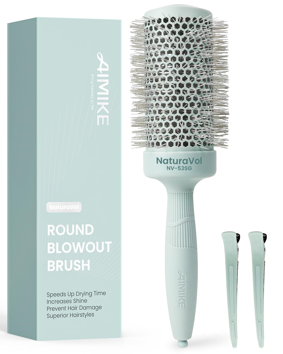 AIMIKE Round Hair Brush, Large Round Brush w/Nano Thermal Ceramic & Ionic Tech, Blow Dry Hair Brush for Salon-like Styling at Home, Maximum Volume and
