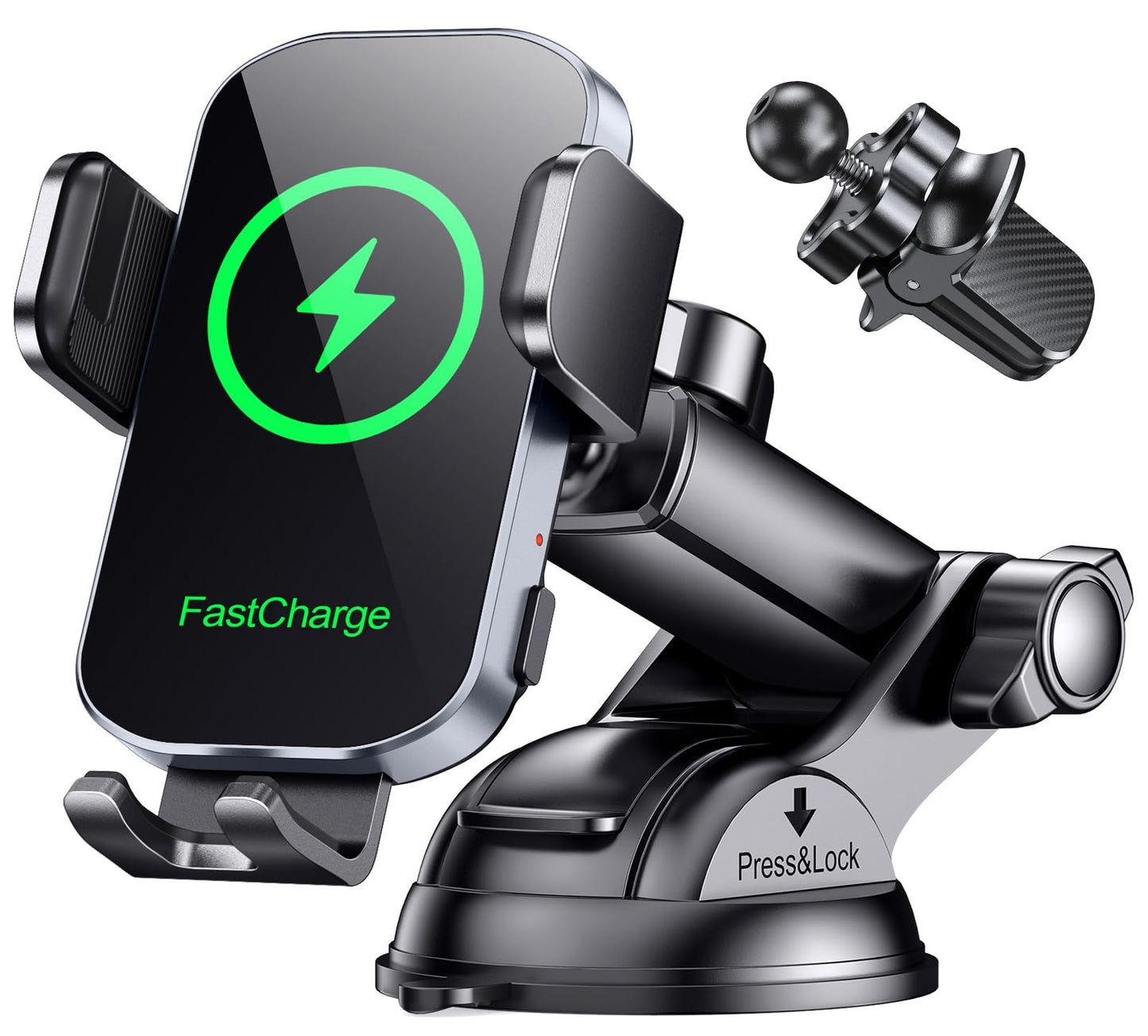 Glangeh Car Phone Holder Wireless Charger, Auto Clamping Wireless Car Charger, 15W Fast Wireless Charging Car Mount for Dash Windshield for iPhone 17