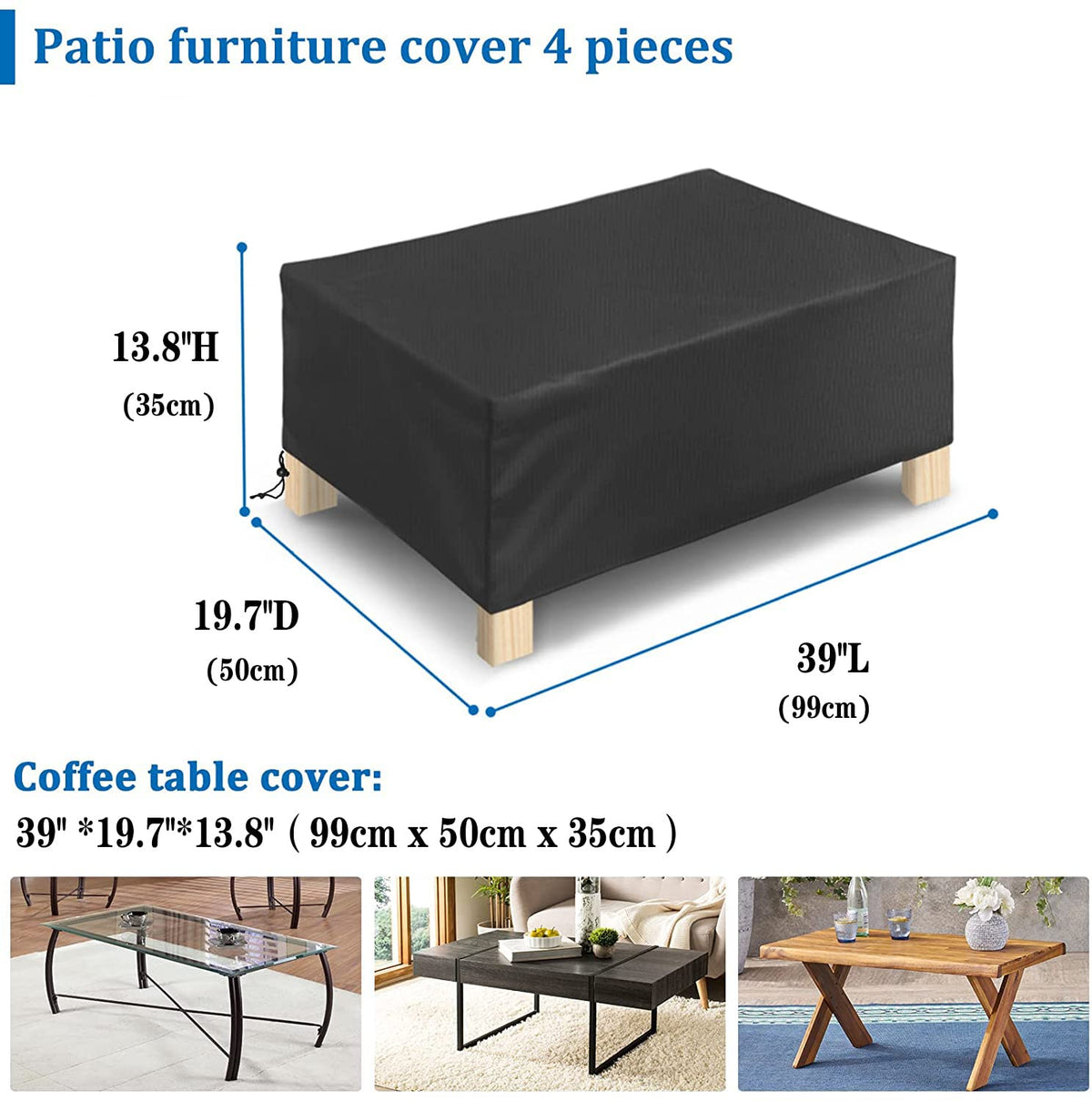 Patio Furniture Cover 4-Piece,Outdoor Garden Furniture Covers ,Upgraded 420D Heavy Duty Oxford Fabric Garden Table Cover with Air Vent Windproof Patio