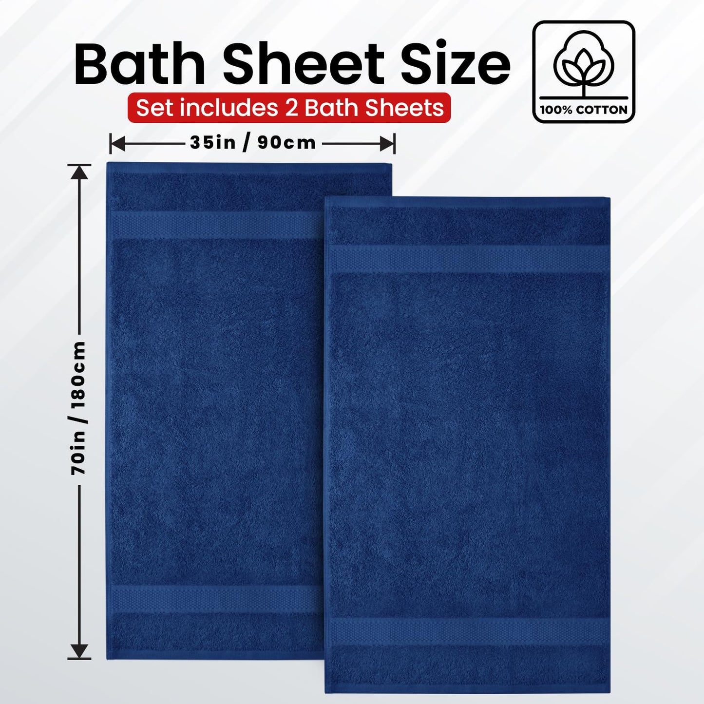Infinitee Xclusives Bath Sheets Extra Large - 2 Pack, 600 GSM - 90 x 180 cm