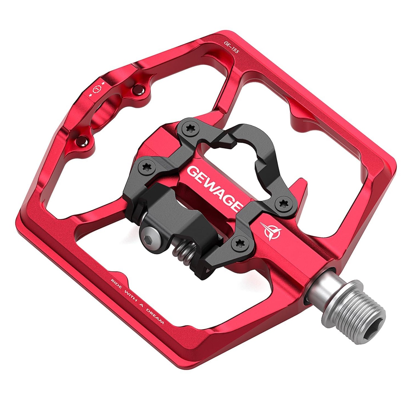 GEWAGE Mountain Bike Pedals- Dual Function Bicycle Flat Pedals and SPD Pedals- 9/16" Platform Pedals Compatible with SPD for Road Mountain BMX Bike