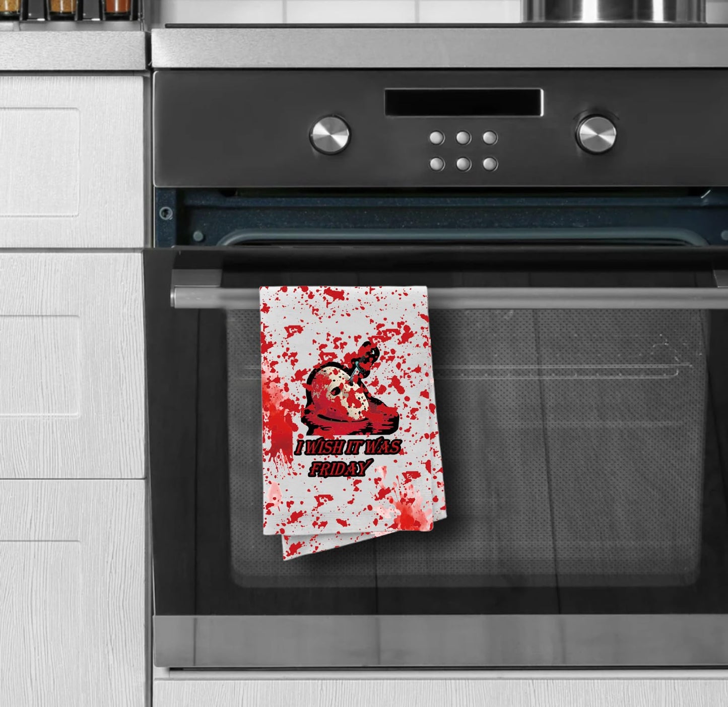 Jason Mask Kitchen Towel Friday Movie Dish Towel Horror Movie Lover Fan Gift Tea Towel (I WISH IT mj 2)
