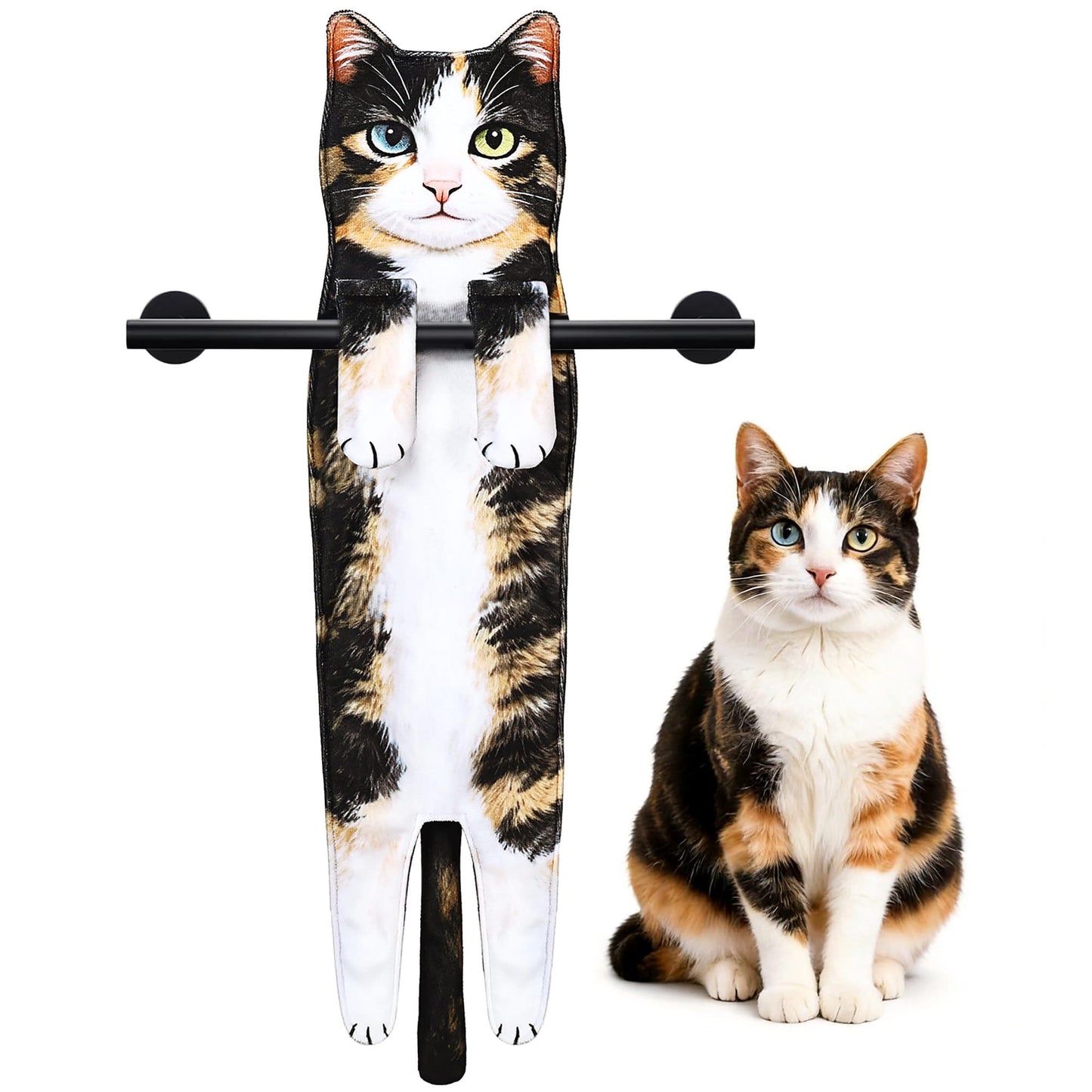 PAT JUUMG Funny Cat Hand Towels for Bathroom Kitchen,Cute Cat Decor Towel,Hanging Face Towels,Super Absorbent Soft,Funny Cat Gifts for Cat Lovers