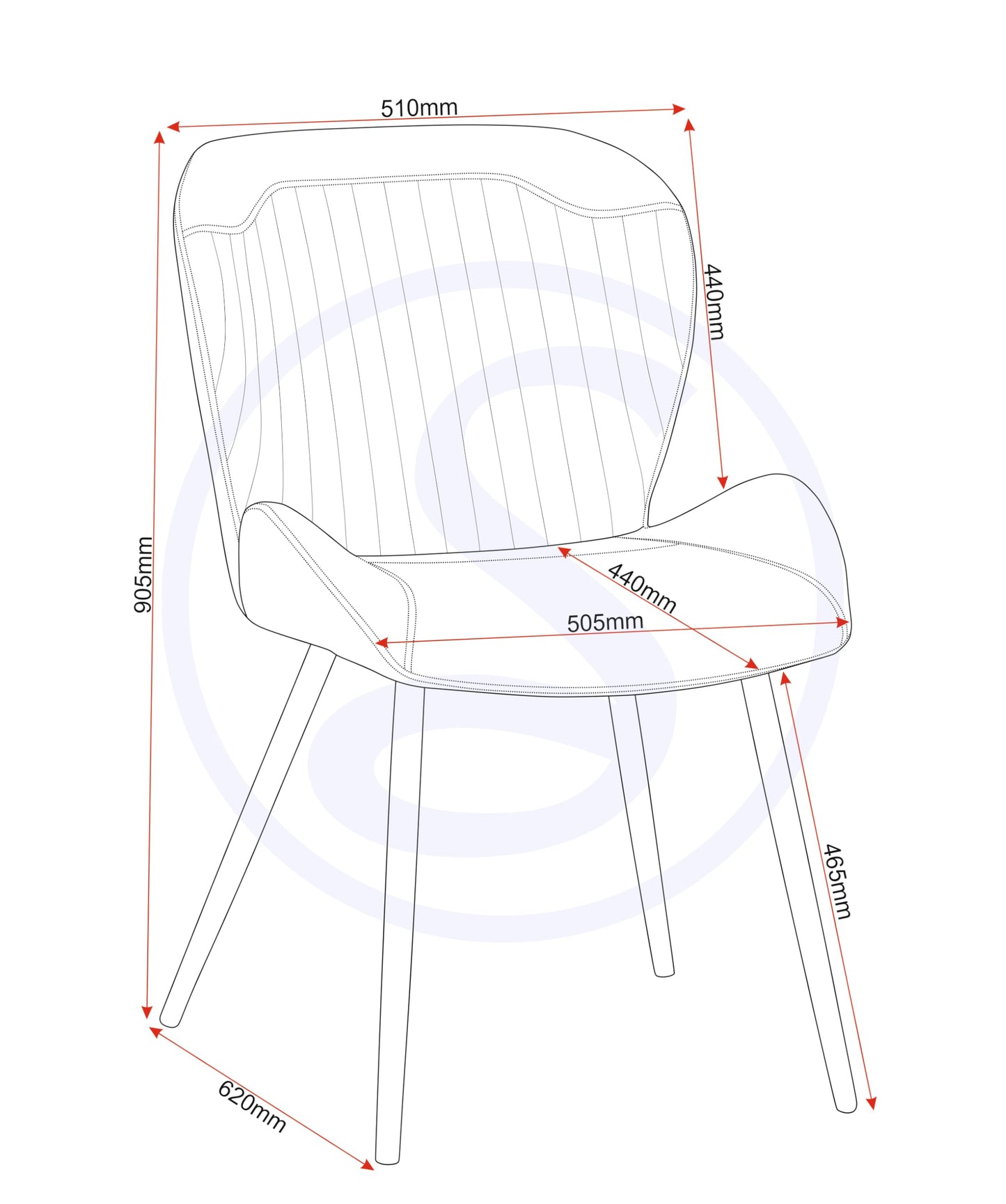 Seconique Quebec Dining Chair Set of 4 in Brown Pu