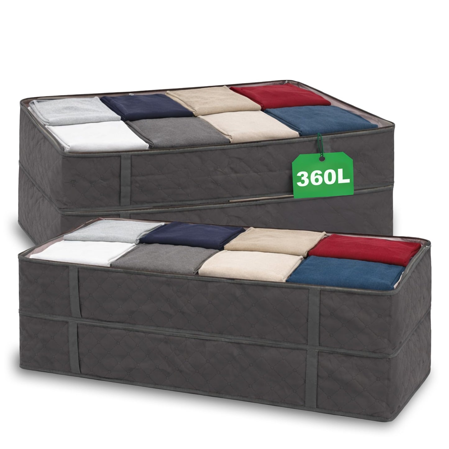 Libbi Lou Set of 4 Underbed Storage Bags – 90L Foldable Fabric Organisers with Clear Window & Handles – Compact Storage Boxes for Clothes