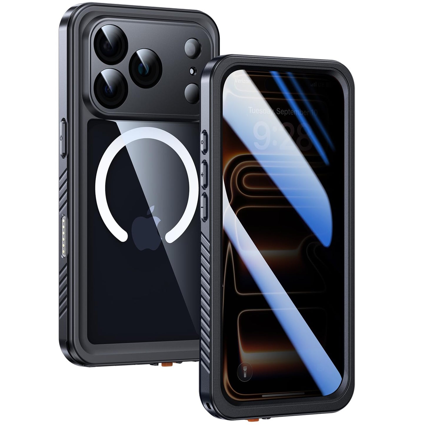 Lanhiem Privacy for iPhone 17 Pro Max Case Magnetic, IP68 Waterproof Dustproof Case, [Fit for MagSafe] [Buili in Anti-Spy Screen Protector], Heavy
