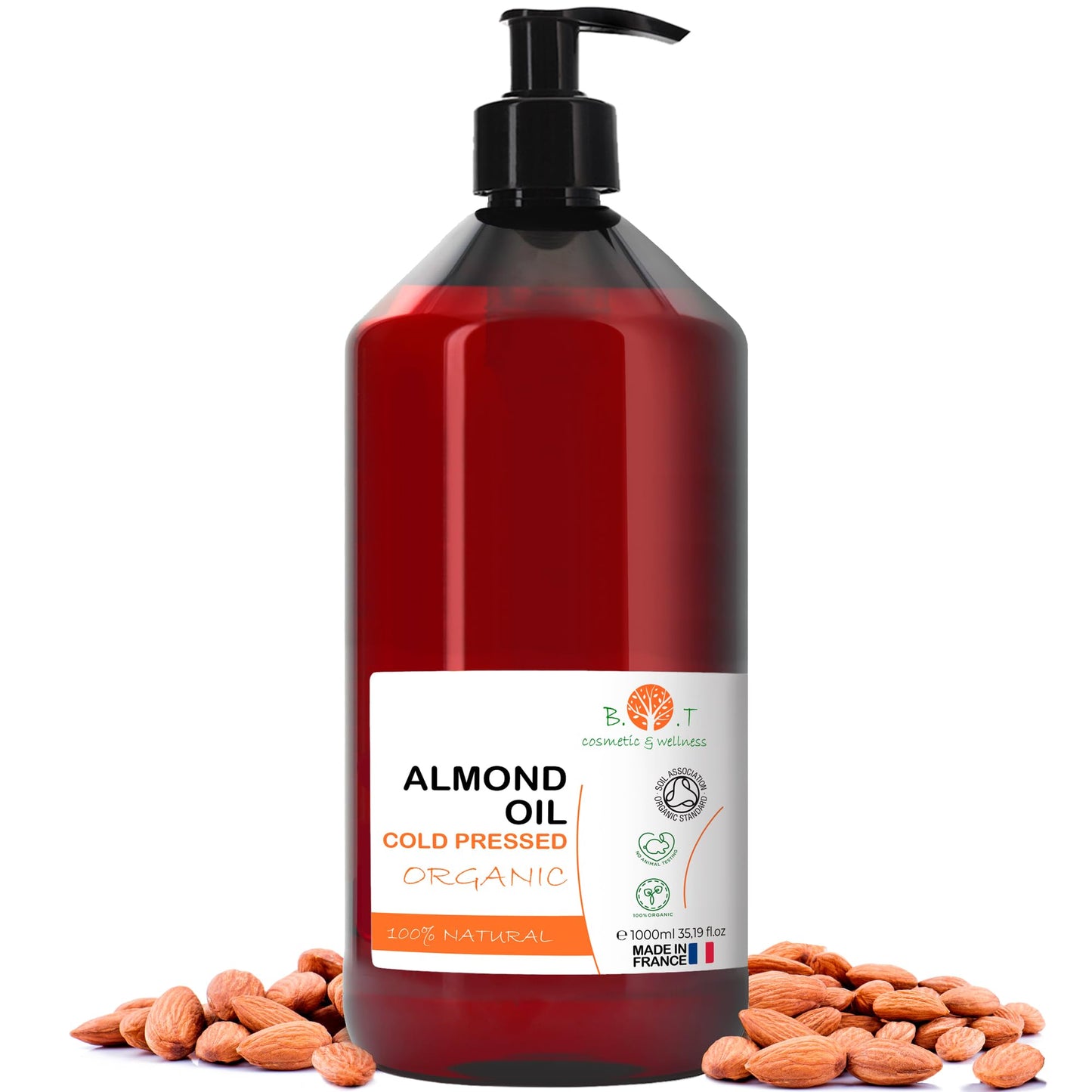 Almond Oil, Organic, Cold Pressed, Pure, Natural, Massage Oil (Carrier Oil) Hair Oil, Body Oil, Nail & Cuticle Oil, Face Oil, Ear oil, Pregnancy