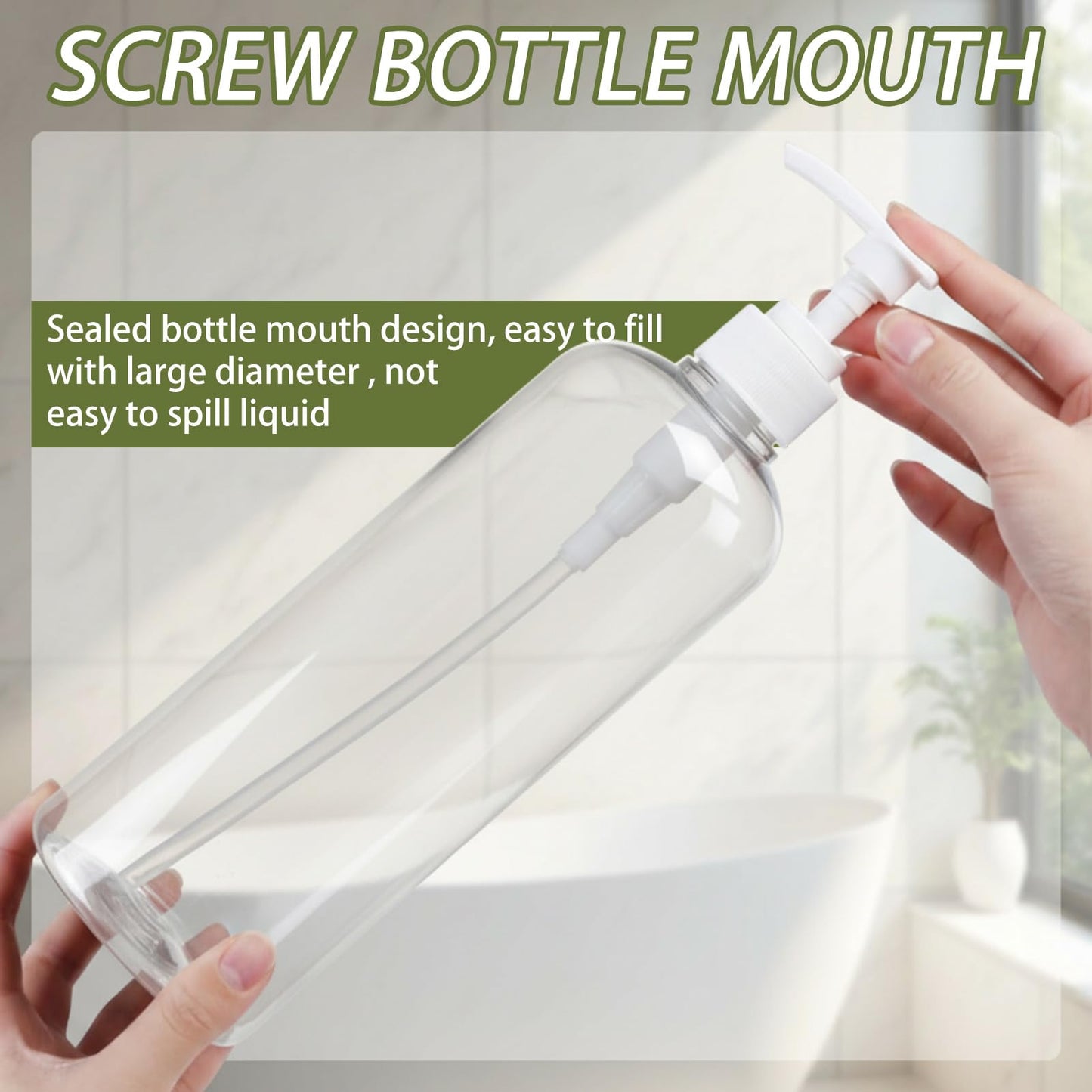 Invalidism 2Pcs Pump Bottle Dispenser 1000ML Refillable Press Bottles