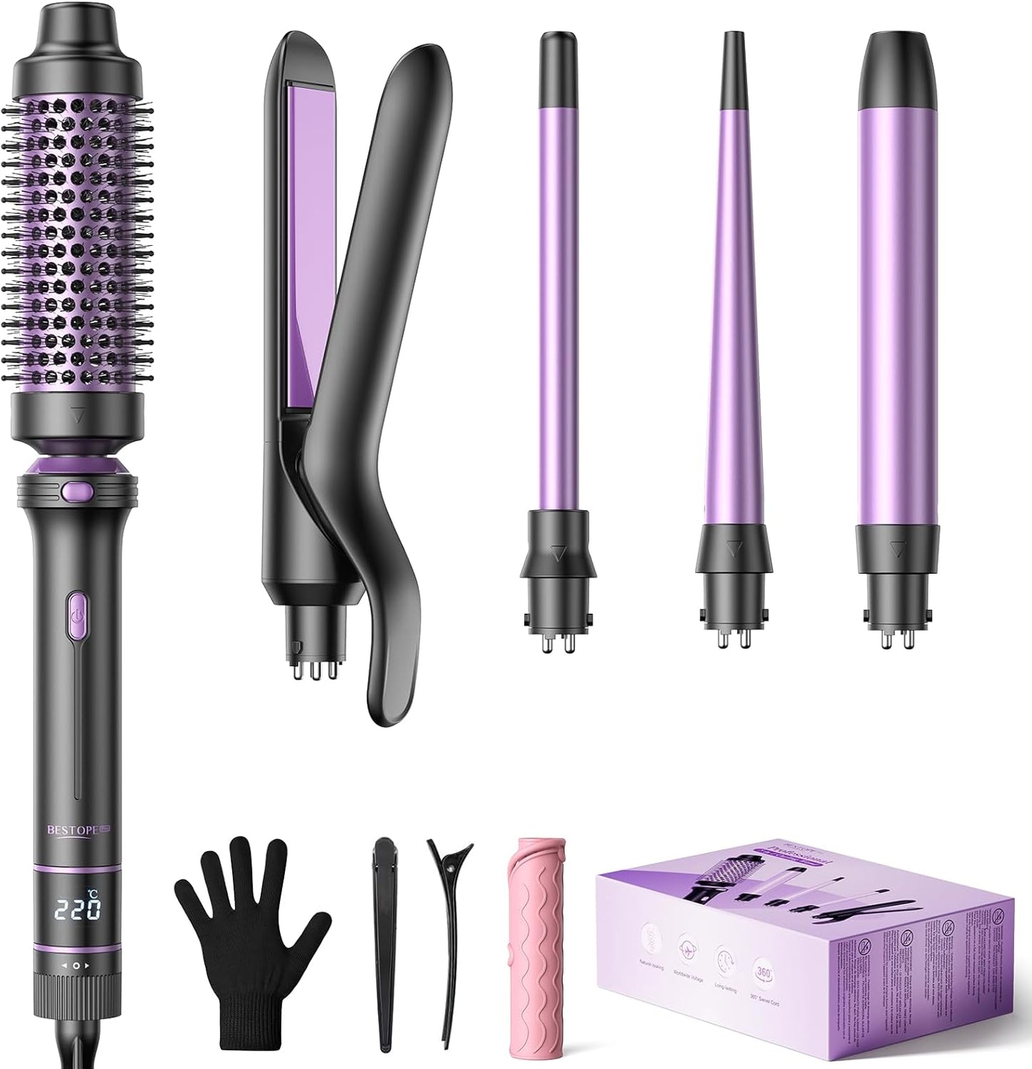 BESTOPE PRO 5 in 1 Curling Wand Set, New but open, scruffy box