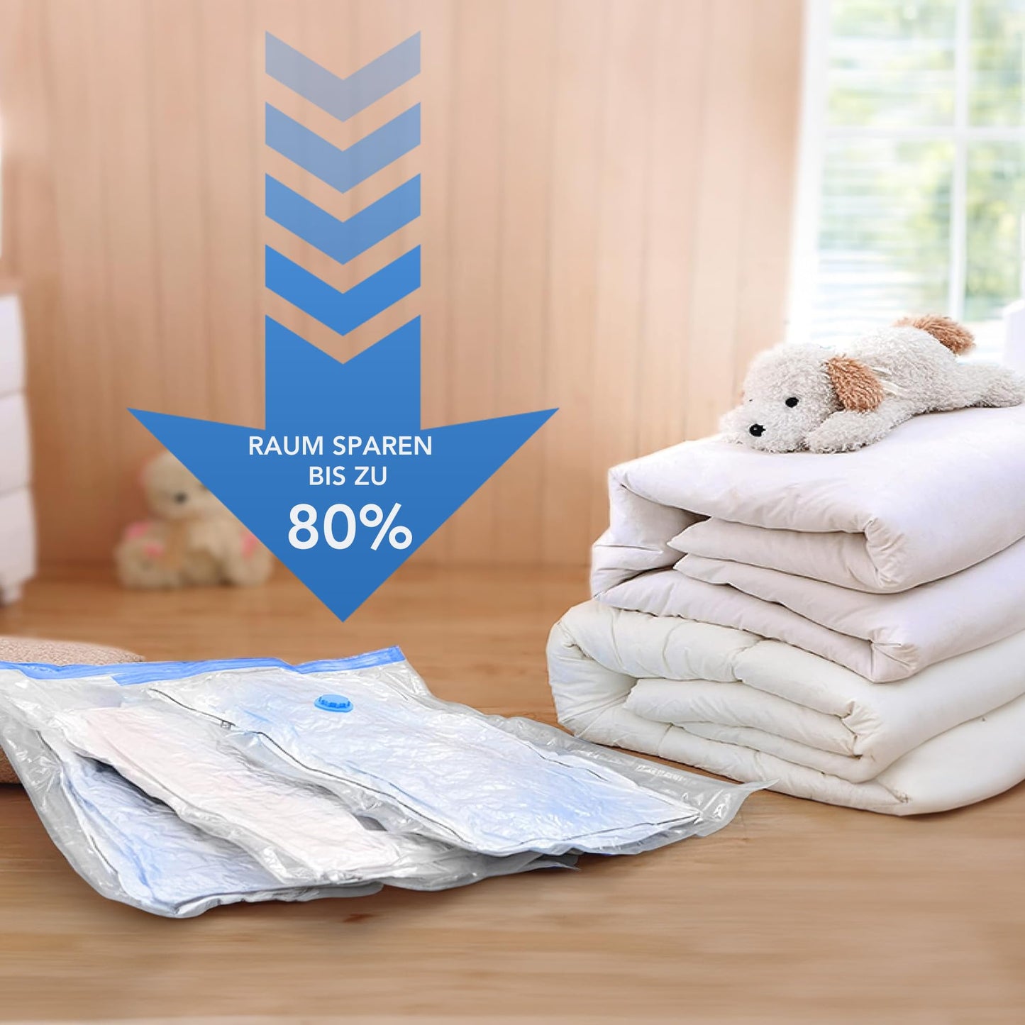 SKERITO Vacuum Bags for Clothes, 8 Jumbo, 100 x 80 cm, Storage Bag, Travel Vacuum Reusable Clothes Bag with Hand Pump