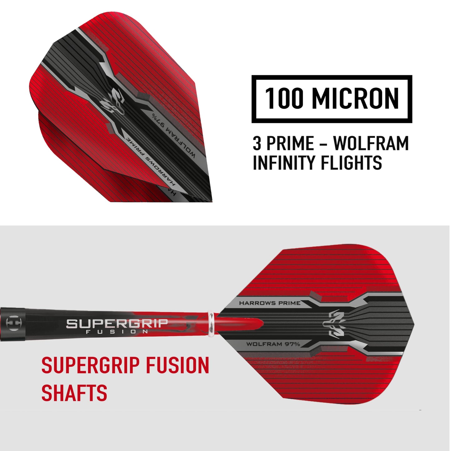 Harrows Wolfram Infinity Steel Tip Tungsten Darts Set 21g, 22g, 23g & 24g - Includes Supergrip Fusion Shafts & Prime Wolfram Infinity Flights (24g)