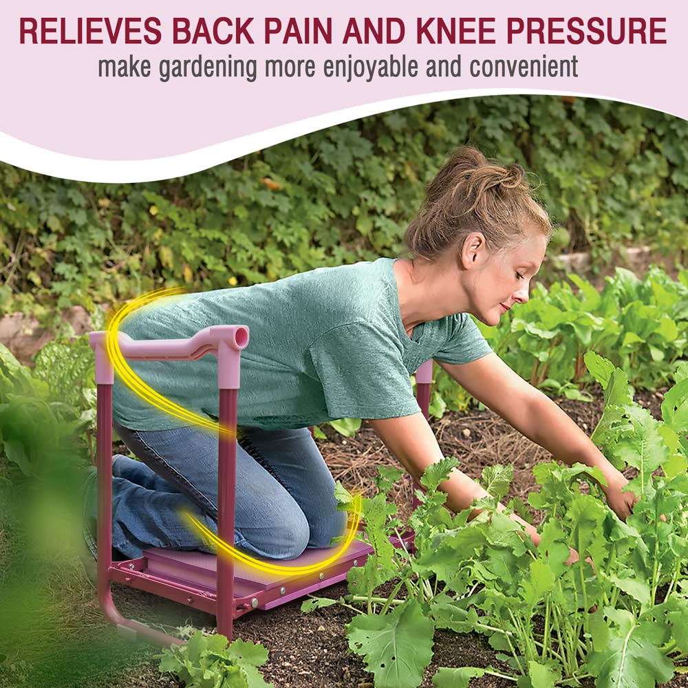 Colwelt Garden Kneeler and Seat Upgraded, Garden Kneeler Stool with Soft Wider Kneeling Pad, Foldable Garden Bench Stool with Tool Pouch, EVA Foam Pad
