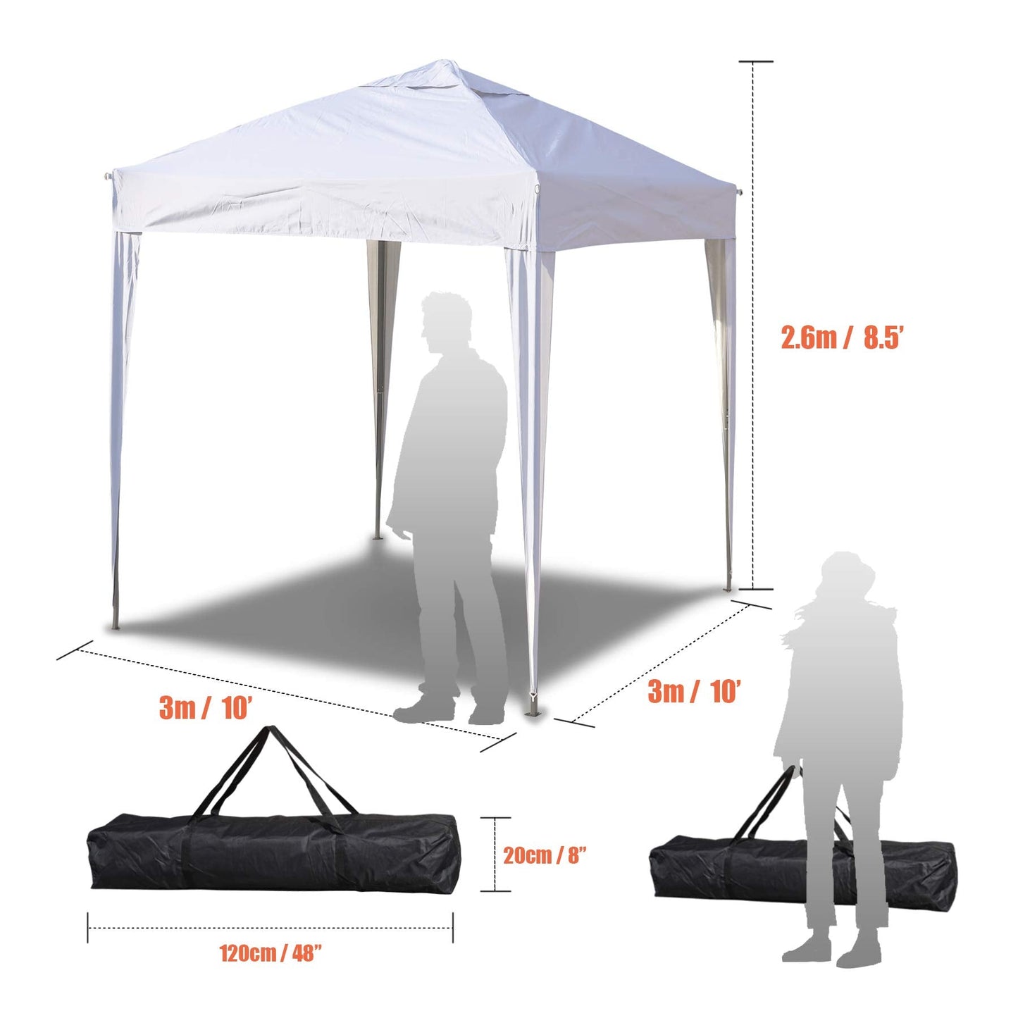 SANHENG Pop Up Gazebo, Pop Up Tent Heavy Duty, Fully Waterproof, All Weather Gazebo ideal for Outdoor Party Camping (3x3m no sides,White)