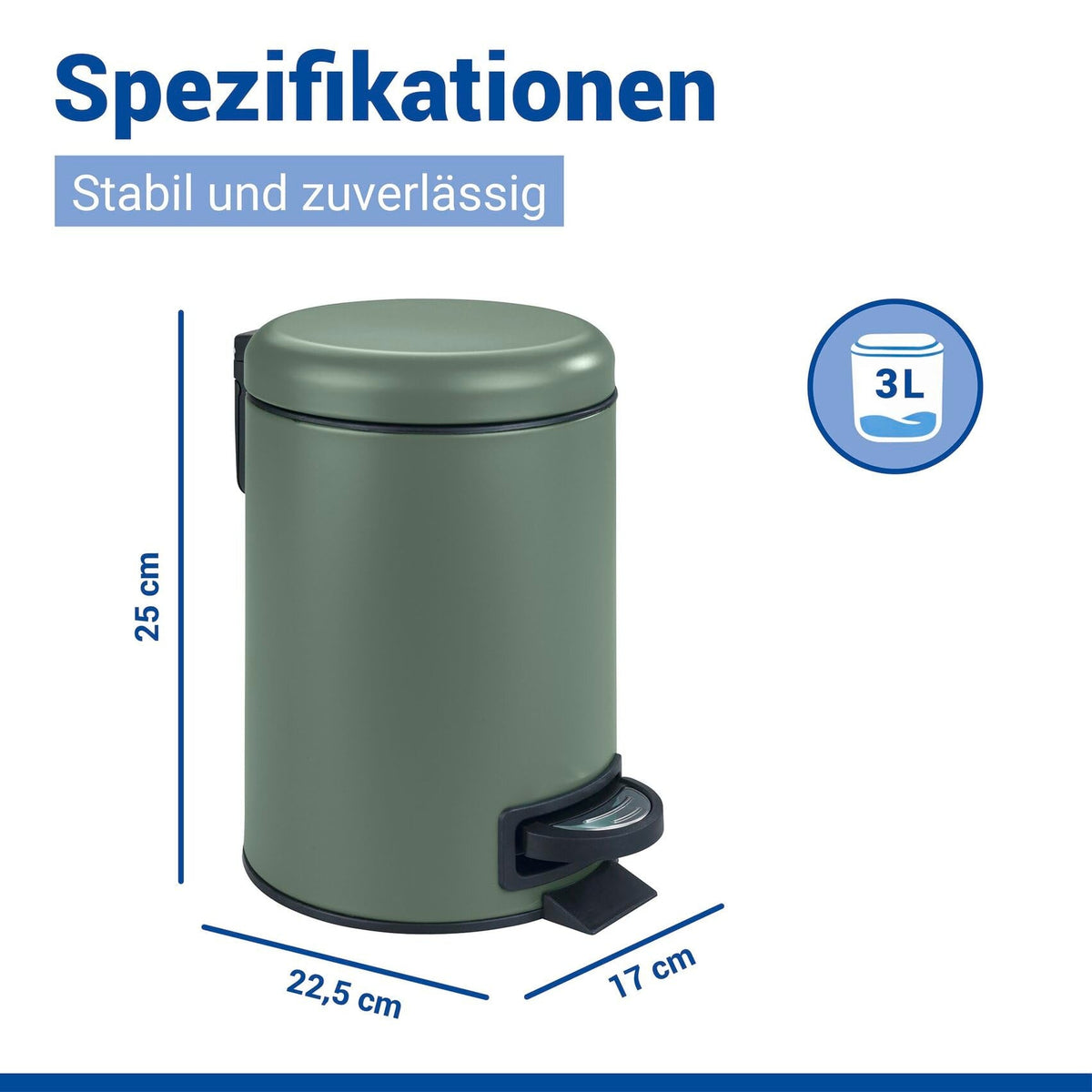 WENKO Cosmetic Pedal Bin Leman Dark Green 3L