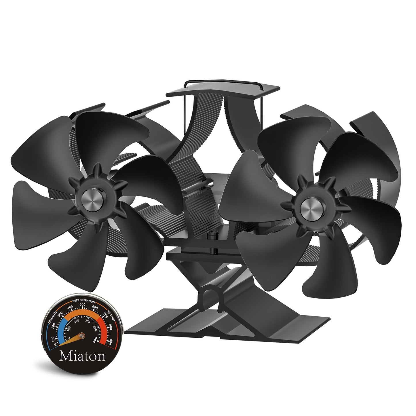 Miaton 12-Blade Stove Fan Silent Operation | Dual-Motor Log Burner Fan Heat Powered for Wood Burner/Wood Burning/Firepalce to Improve the Efficiency