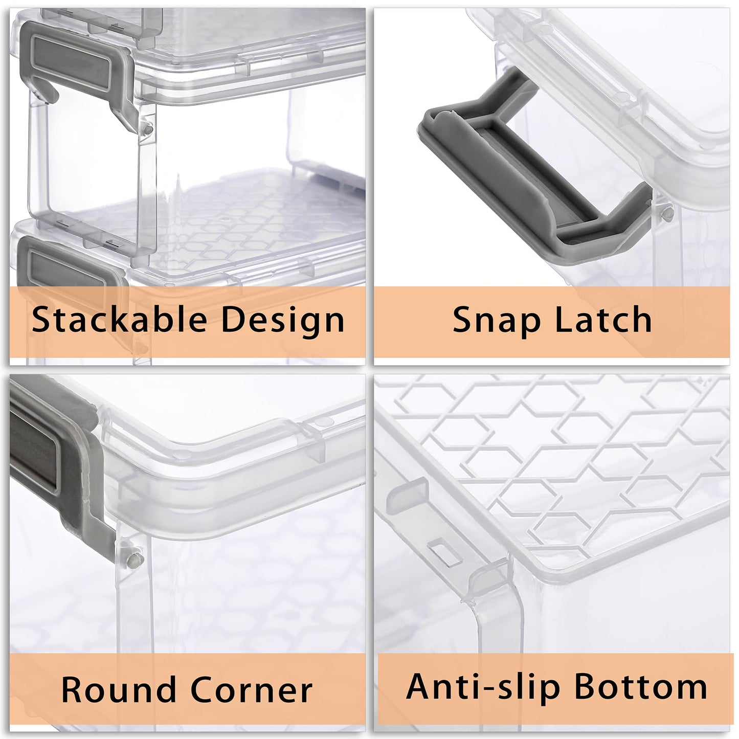 BSTKEY 10pcs Plastic Small Storage Containers with Lid, Clear (12*8*7cm)