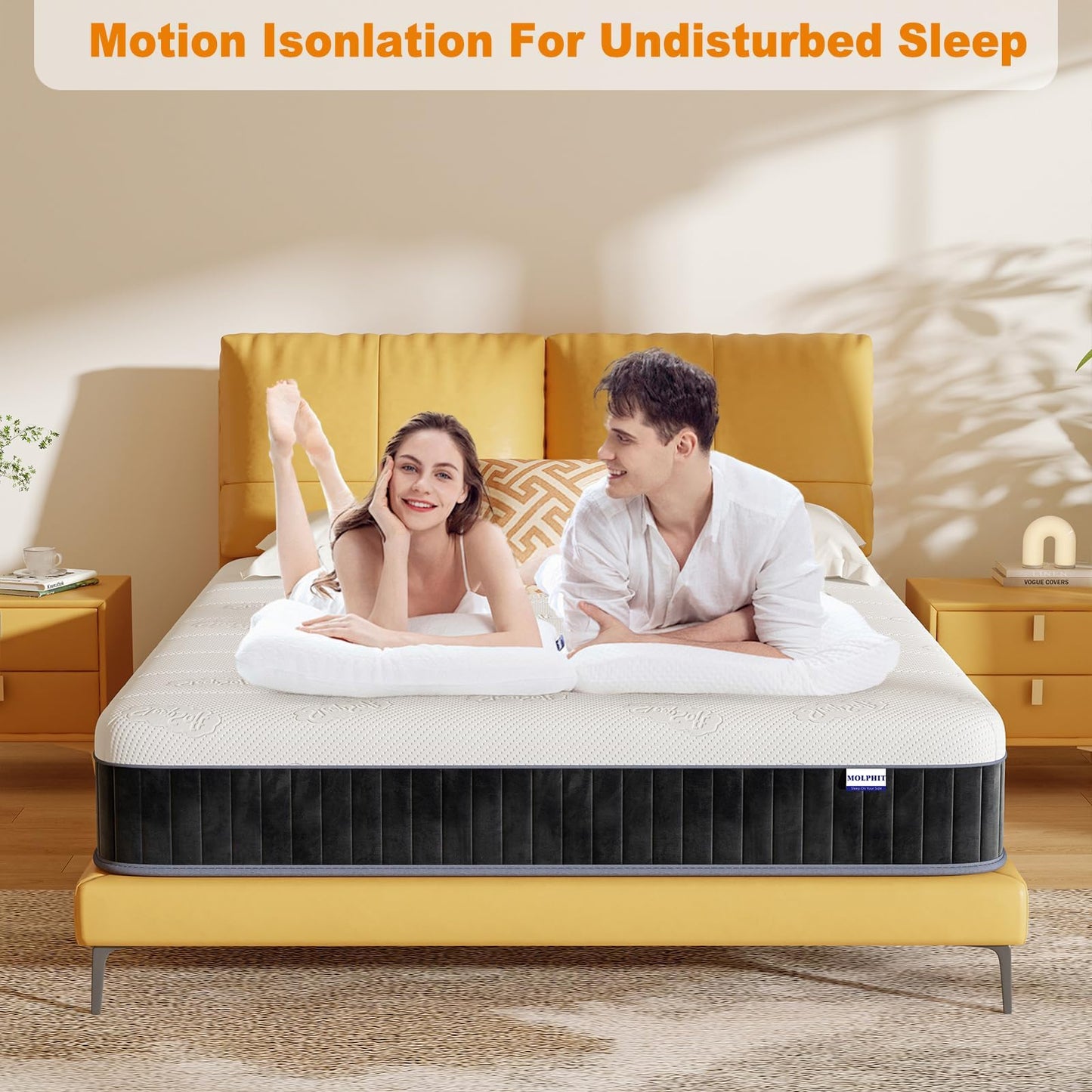 MOLPHIT 10-Inch Single Mattress  The Innerspring Hybrid Memory Foam Bed in a Box for Ultimate Support and Pressure ReliefSingle Size Mattress(190 *