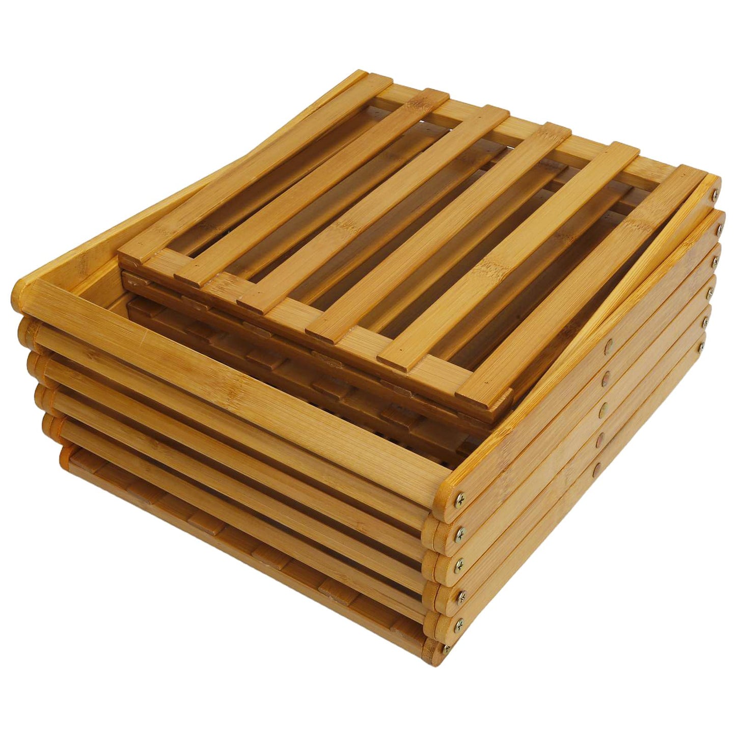 XUDREZ Wooden Folding Shoe Rack, Space Saving Bamboo Storage Organiser, Without Installation Narrow Shoe Stand for Small Spaces and Corners