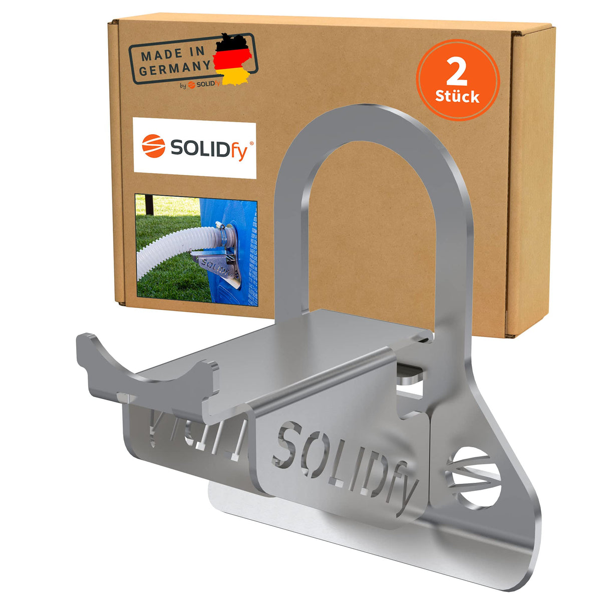 SOLIDfy? - 2 x 26 mm - 38 mm pool hose holder, kink protection made of stainless steel for Intex and Bestway swimming pools